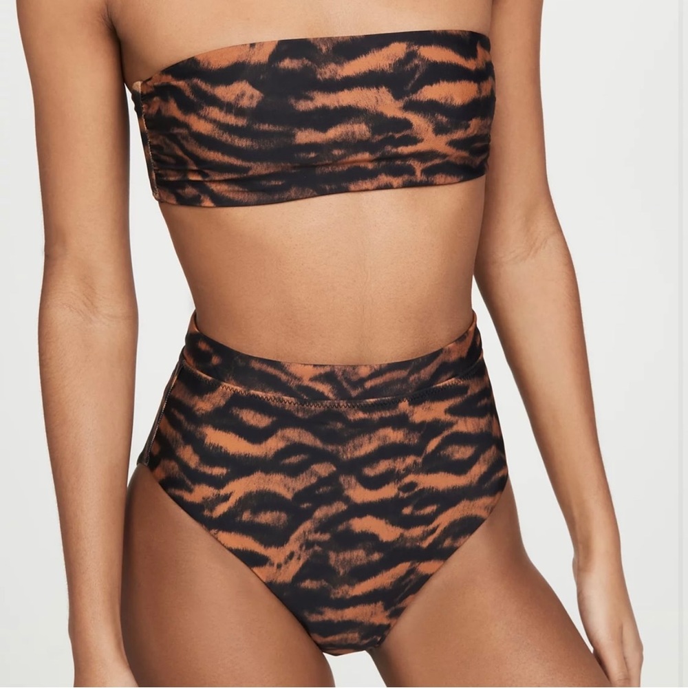 The Upside Woman’s Tiger Leopard Bandeau Bikini Top and Bottoms